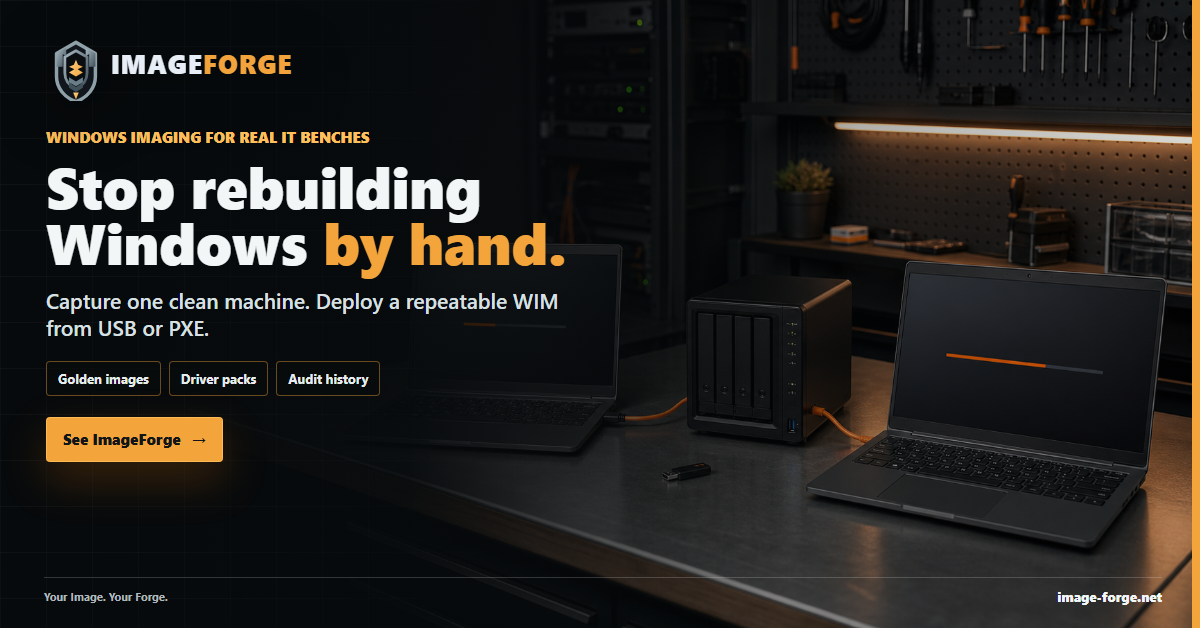 Built a tool for IT departments to reimage a fleet of Windows PCs from one server logo
